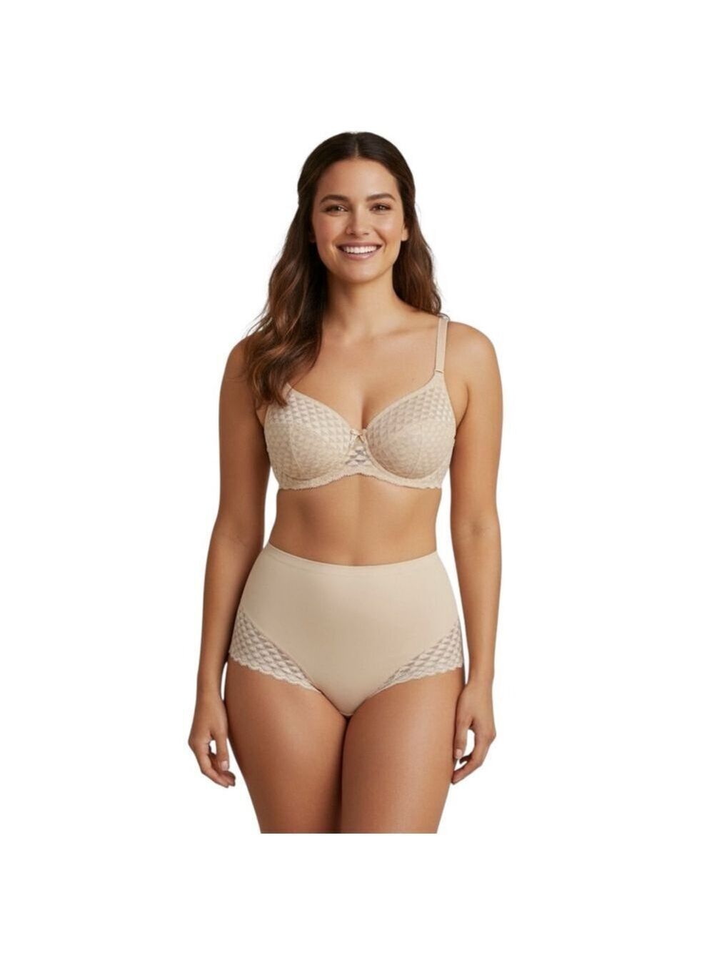 Simone Perele Beige Lace Shapewear Briefs Size 3 Medium High Rise